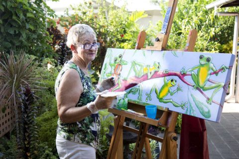 Greenfields resident painting in her yard