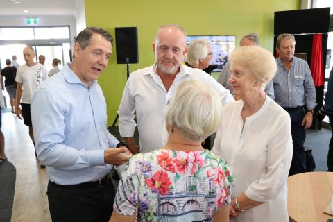 Michael Gunner and David Cvirn chatting to potential residents